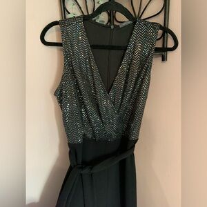 Suzy Shier sparkly Black jumpsuit cute comfy party formal 70s cool